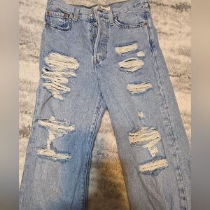 Levi's Blue Distressed Boyfriend Jeans